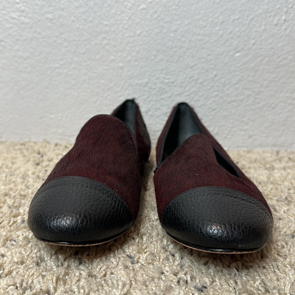 Mara & Mine Nolita leather slip on shoes oxblood red calf hair - Picture 9 of 10